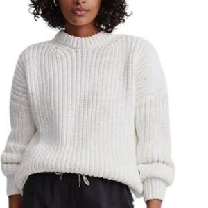 Varley - Gracie Knit Sweater White Cotton Blend Heavy Chunky Knit Oversized Sz M